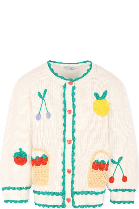 Stella McCartney Kids Stella McCartney Kids White Cardigan For Girl With Fruit