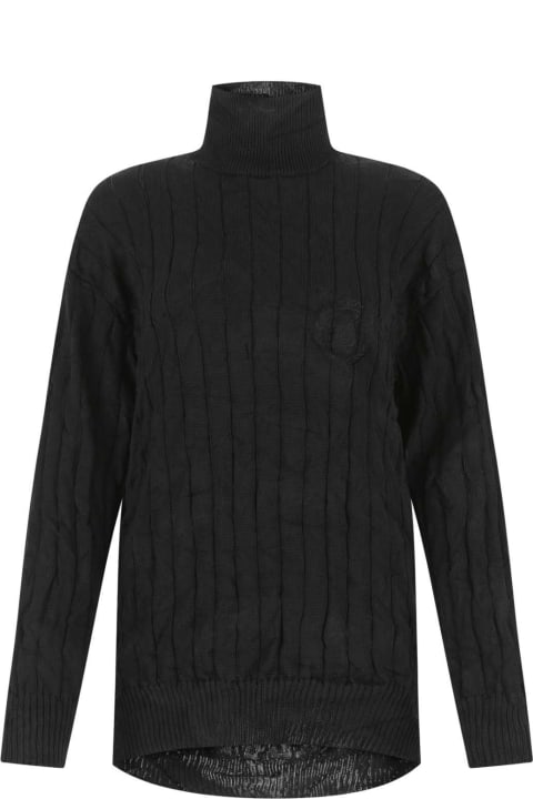 ウィメンズ新着アイテム Balenciaga Black Silk Blend Oversize Sweater