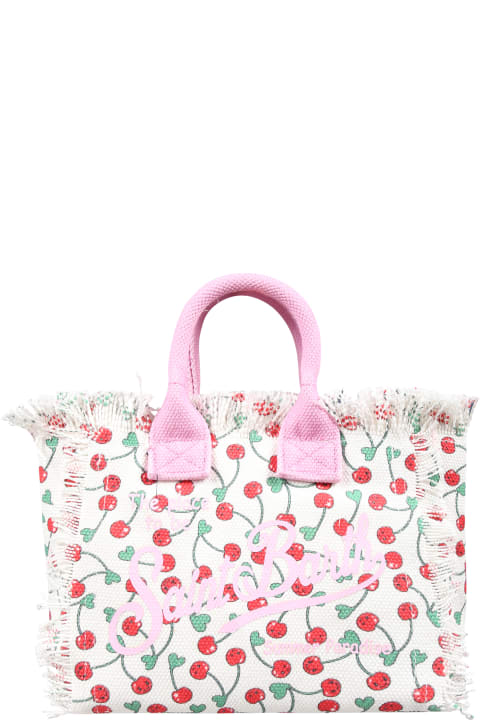 Sale for Kids MC2 Saint Barth White Bag For Girl With Cherry Print And Logo