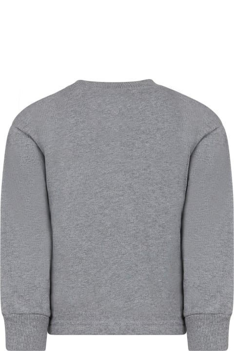 Grey Sweatshirt For Kids With Print And Logo
