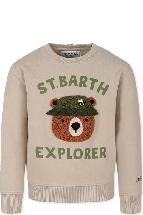 Homeware MC2 Saint Barth Brown Sweatshirt For Boy With Bear
