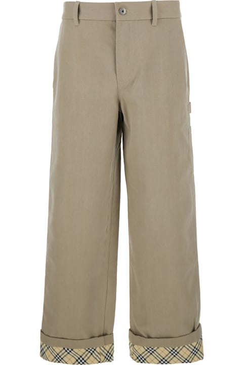 Pants for Men Burberry Mw Relaxed Check Lined Work Trousers