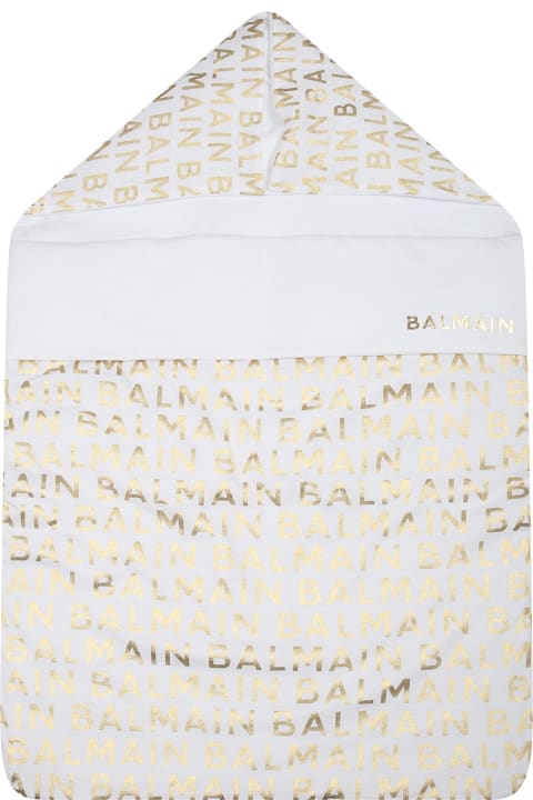Fashion for Kids Balmain White Sleeping Bag For Babykids With Logo