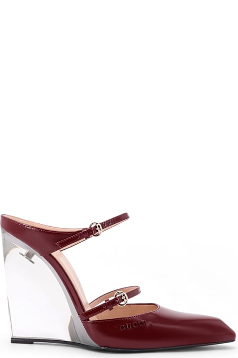 Sale for Women Gucci Wedge Leather Mule