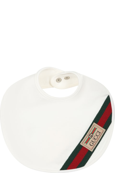 Gucciのボーイズ Gucci White Baby Bib With Web Detail