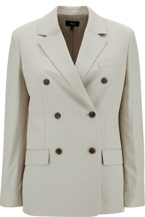 Theory Clothing for Women Theory Off-white Double-breasted Jacket With Notched Revers In Viscose Woman