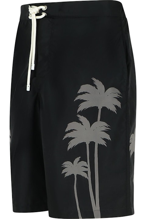 Palm Angels Swimwear for Men Palm Angels 'palms' Black Polyester Swimsuit