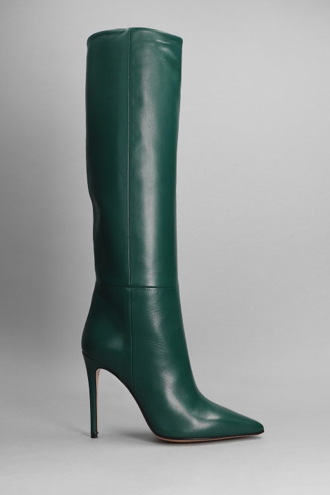 High Heels Boots In Green Leather