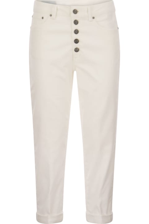 Jeans for Women Dondup Koons - Multi-striped Velvet Trousers With Jewelled Buttons