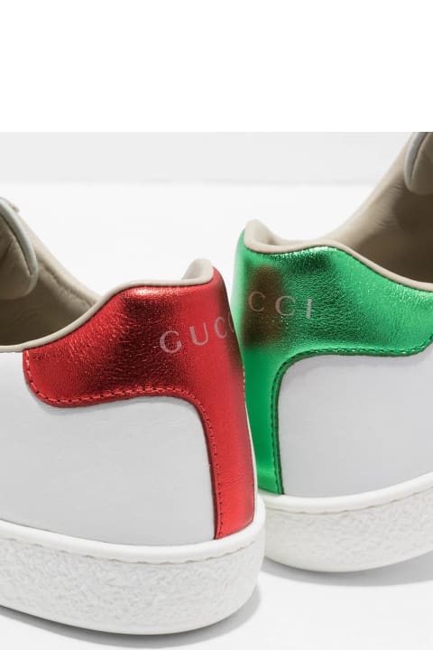 Shoes for Boys Gucci White Leather Sneakers