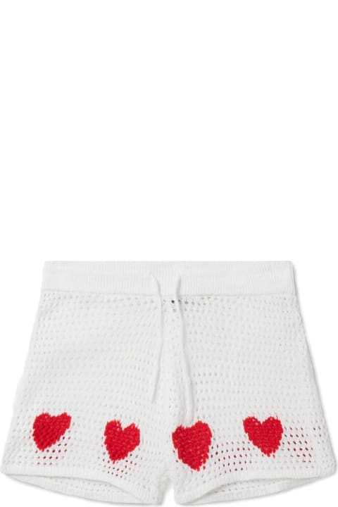 Bottoms for Girls Stella McCartney Kids White Crochet Shorts With Red Hearts