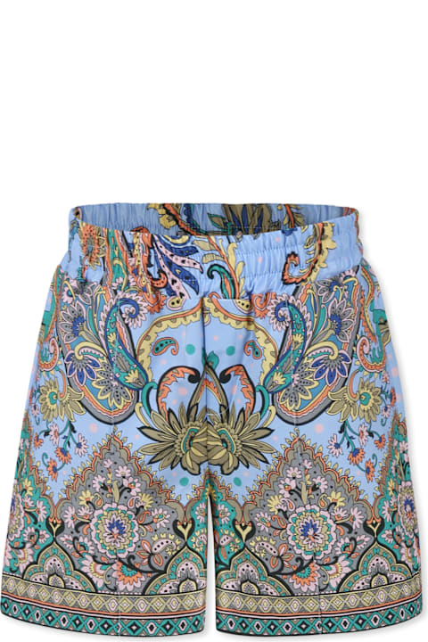 Homeware Etro Light Blue Shorts For Boy With Paisley Pattern