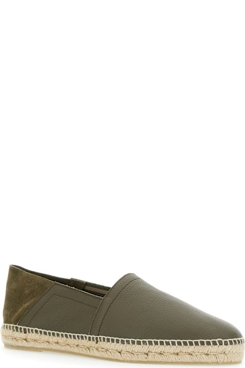 Castañer لـ Kids Castañer 'polo' Green Espadrillas With Braided Raphia Sole In Leather Man