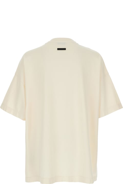 Fear of God Topwear for Men Fear of God Beiget-shirt With Contrasting Front Logo Print In Cotton Man