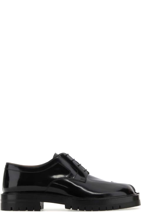 Loafers & Boat Shoes for Men Maison Margiela Black Leather Tabi Lace-up Shoes