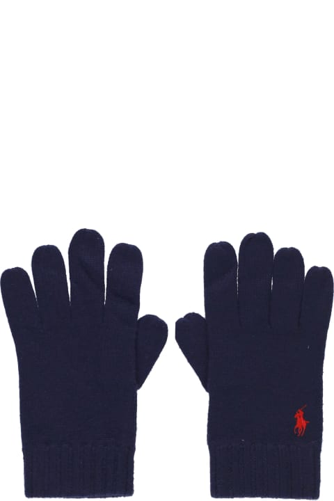Polo Ralph Lauren Gloves for Men Polo Ralph Lauren Logo Embroidered Knitted Gloves