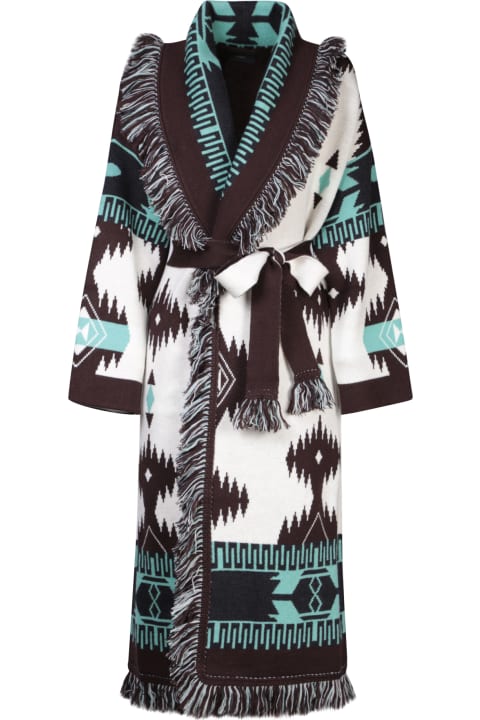 Alanui Coats & Jackets for Women Alanui Jacquard Cloud White/ Grey Coat