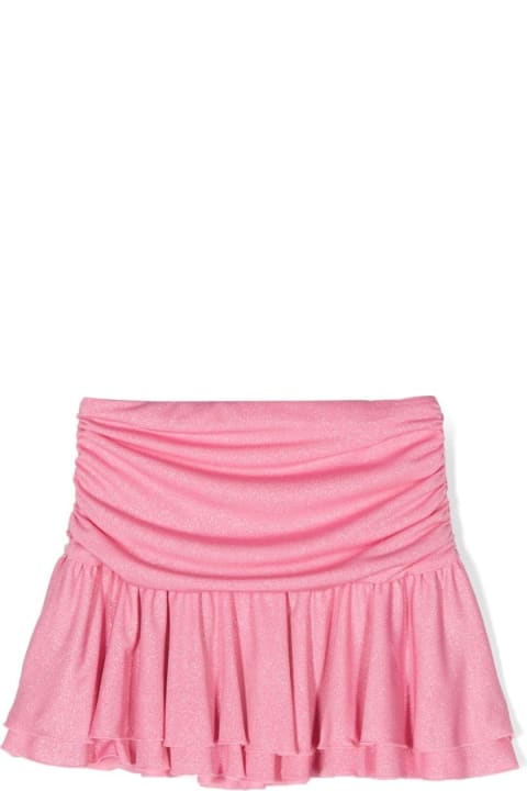 Bottoms for Girls Miss Blumarine Pink Glitter Draped Mini Skirt