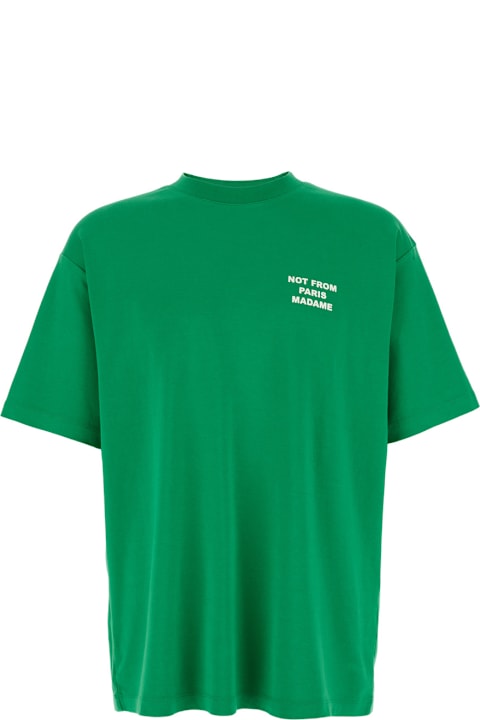 Drôle de Monsieur for Men Drôle de Monsieur 'le T-shirt Slogan' Green Crewneck T-shirt With Maxi Print On The Rear In Cotton Man