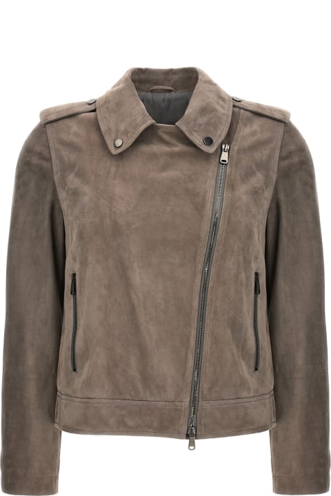 Coats & Jackets for Women Brunello Cucinelli Suede Biker Jacket