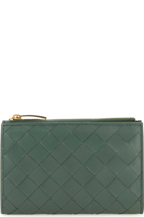 Accessories for Women Bottega Veneta Sage Green Nappa Leather Medium Intrecciato Wallet