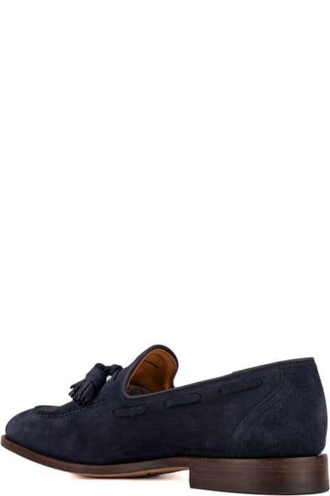 Church's Men Church's Blue Suede Loafers With Tassels