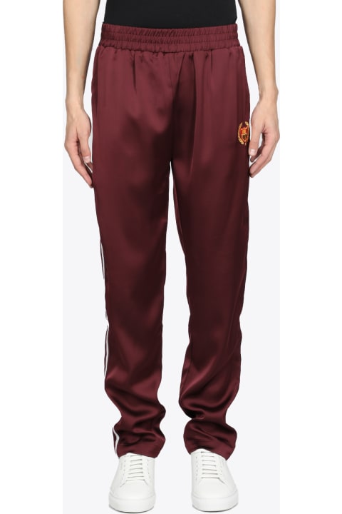 Academy Tracksuit Emb.crest Burgundy satin track pant with side band - Academy tracksuit