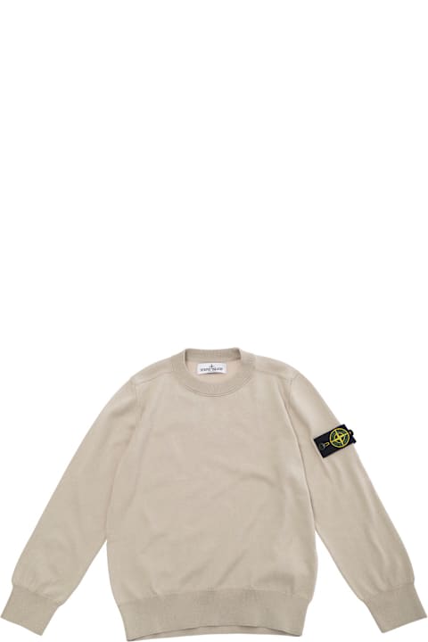 Homeware Stone Island Junior Beige T-shirt With Round Neck And Logo Patch On The Sleeve I Cotton Boy