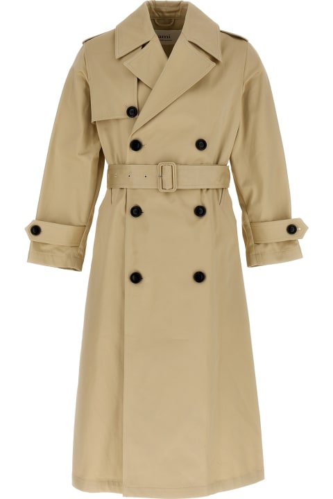 Coats & Jackets for Women Ami Alexandre Mattiussi Long Satin Cotton Trench Coat