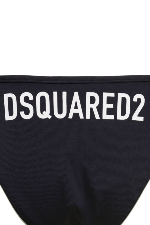 Dsquared2 Swimwear for Women Dsquared2 Black Swim Bikini Bottom With Lettering In Nylon Stretch Woman Dsquared2