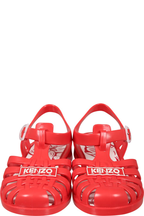 Kenzo Kids Shoes for Boys Kenzo Kids Red Sandals For Kids With Logo