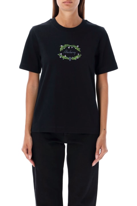 Burberry London Topwear for Women Burberry London Floral Embroidered Logo T-shirt