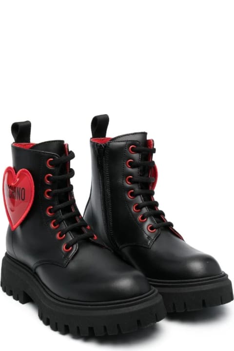 Shoes for Girls Moschino Combat Boots With Application