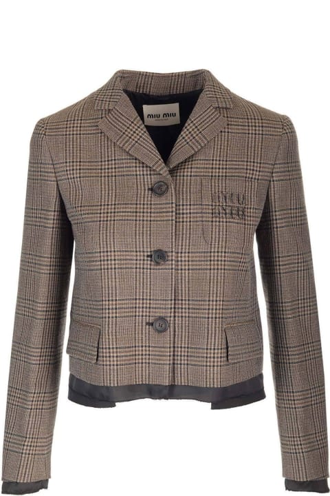 Miu Miu Coats & Jackets for Women Miu Miu Check-pattern Wool Jacket