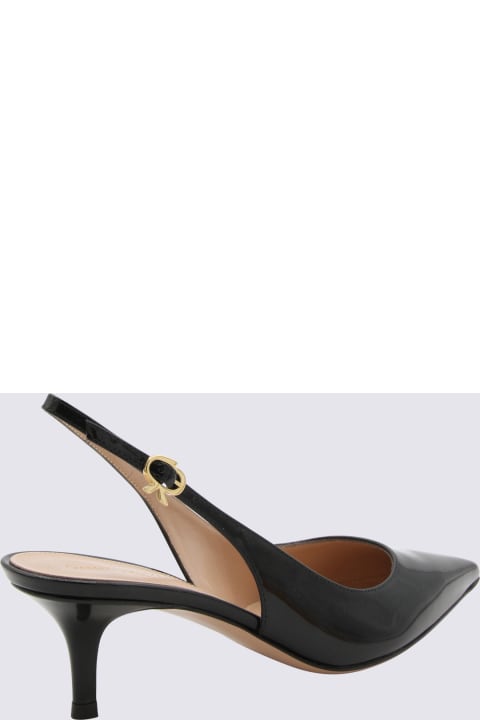 High-Heeled Shoes for Women Gianvito Rossi Black Leather Ribbon Slingback Pumps