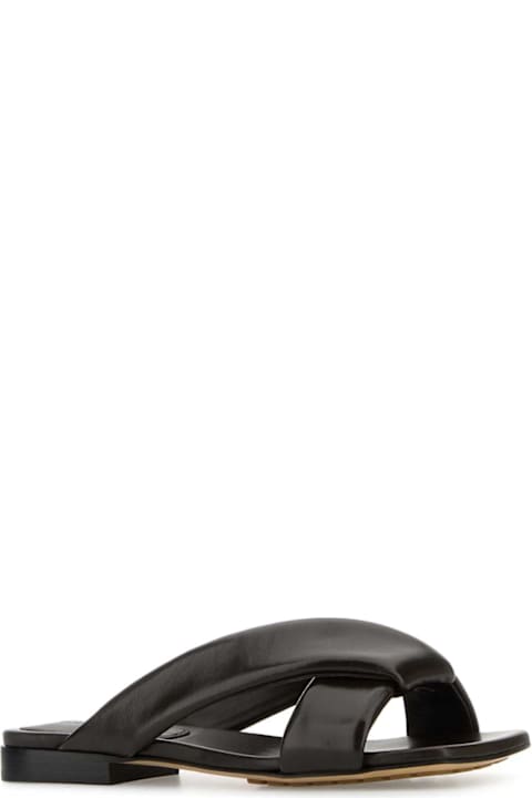 Bottega Veneta Shoes for Women Bottega Veneta Dark Brown Leather Riva Slippers