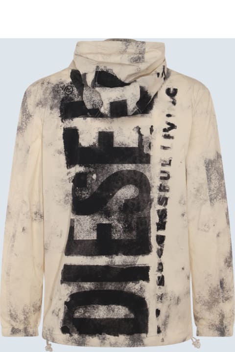 Diesel Coats & Jackets for Women Diesel Cream And Black Casual Jacket