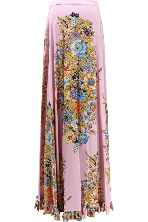 ウィメンズ Etroのスカート Etro Pink Crepe De Chine Long Skirt With Print