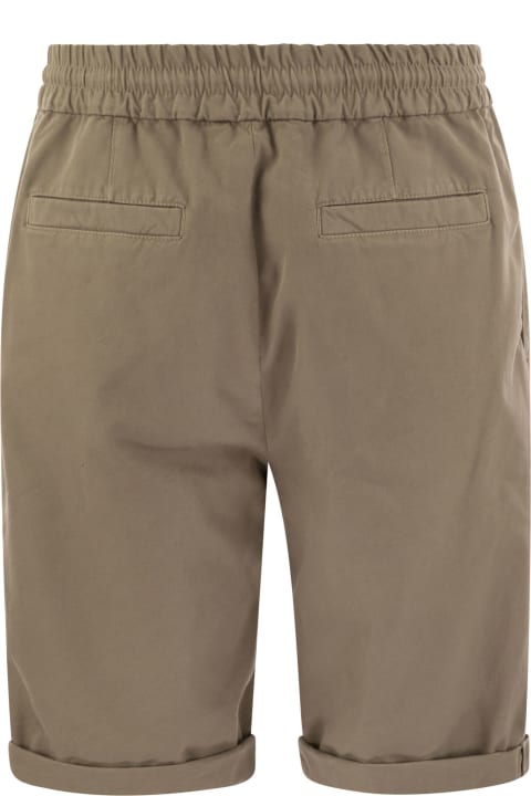 Brunello Cucinelli Pants for Men Brunello Cucinelli Bermuda Shorts In Cotton Gabardine With Drawstring And Double Darts