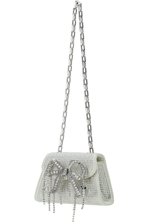 self-portrait Shoulder Bags for Women self-portrait Micro White Shoulder Bag With Bow Detail And All-ovcer Crystals In Tech Fabric Woman