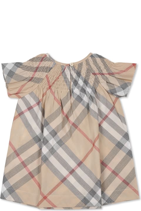 Homeware Burberry Beige Dress For Baby Girl With Vintage Check