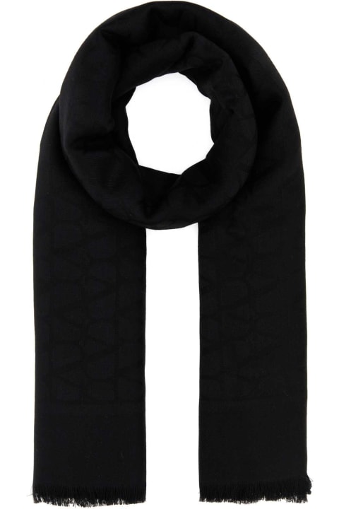 Valentino Garavani Scarves & Wraps for Women Valentino Garavani Black Wool Blend Scarf