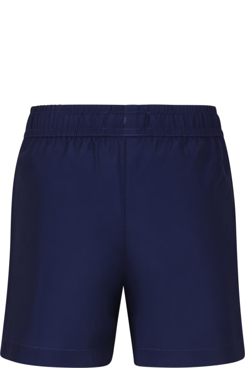 Fashion for Kids Moschino Blue Swimshorts For Boy With Teddy Bear And Logo