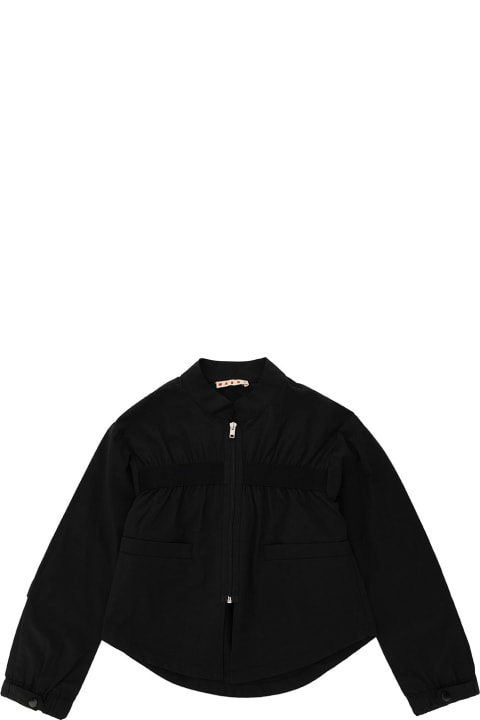 Marni Coats & Jackets for Girls Marni Black Jacket With Contrasting Logo At The Back In Cotton Blend Girl