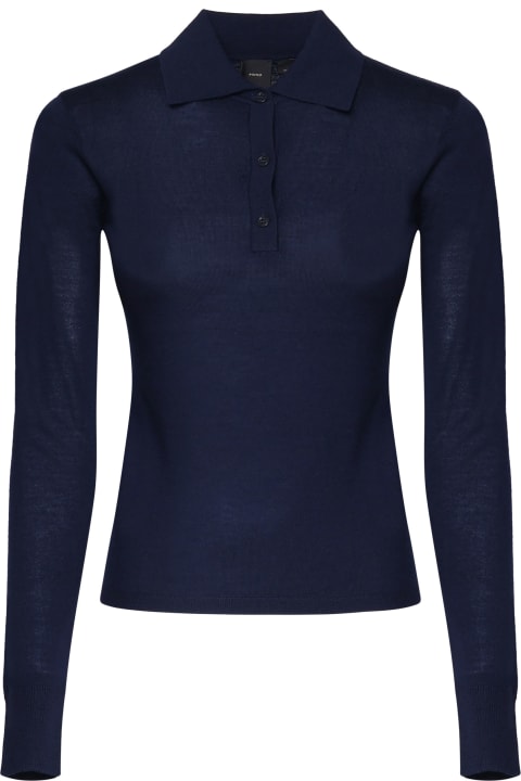 Homeware Pinko Liquoroso Long-sleeved Knitted Polo Shirt Pinko