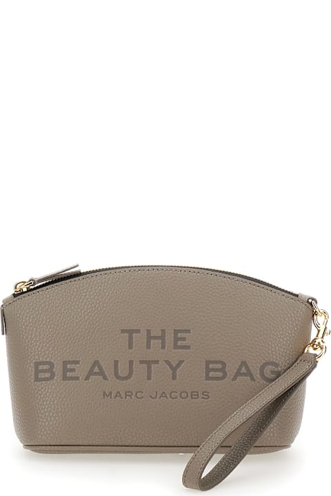 Homeware Marc Jacobs 'the Beauty Bag' Grey Clutch Bag With Logo Print On The Front In Leather Woman