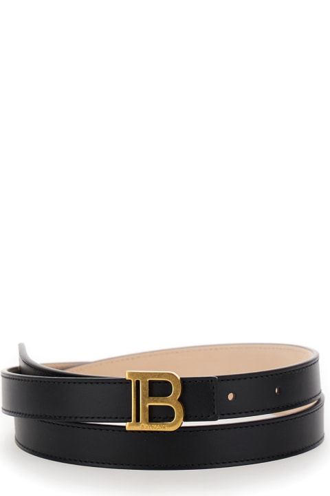 Belts for Women Balmain 'b Belt' Black Belt With B Buckle In Leather Woman