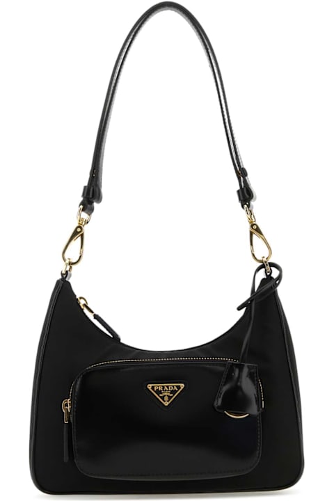 Prada Bags for Women Prada Black Re-nylon And Leather Shoulder Bag