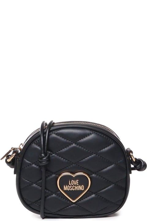 Shoulder Bags for Women Love Moschino Logo Lettering Quilted Shoulder Bag