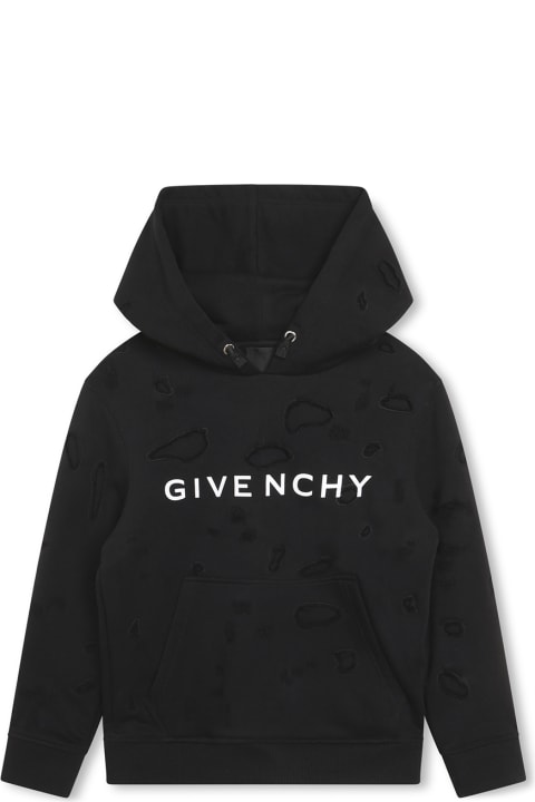 Givenchy for Boys Givenchy Black Hoodie With Logo And Distressed Effect